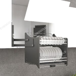 Kệ chén nâng hạ Eurogold màu đen inox 304 KT 60cm EUI160