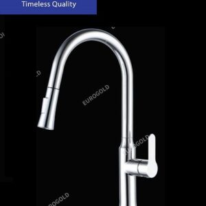 Vòi rửa chén nóng lạnh inox 304 bóng dây rút Eurogold EUF117BR