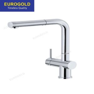 Vòi rửa chén nóng lạnh inox 304 bóng dây rút Eurogold EUF220BR