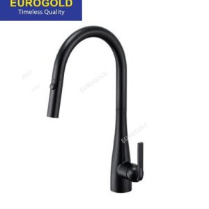 Vòi rửa chén nóng lạnh inox 304 màu đen dây rút Eurogold EUF219DR
