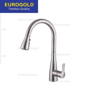 Vòi rửa chén nóng lạnh inox 304 dây rút Eurogold EUF119MR