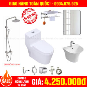 Combo trọn bộ thiết bị vệ sinh phòng tắm sen nóng lạnh giá rẻ 06