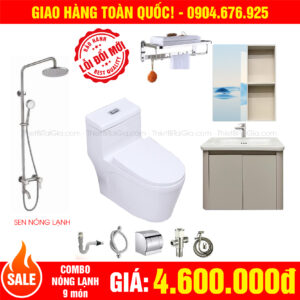 Combo trọn bộ thiết bị vệ sinh phòng tắm sen cây nóng lạnh giá rẻ 07