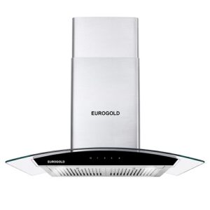 Máy hút mùi kính cong nhấn cảm ứng KT 70/90cm màu đen Eurogold EUH02170/EUH02190