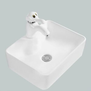 Lavabo trẻ em mầm non hình vuông đặt bàn màu trắng NORIS