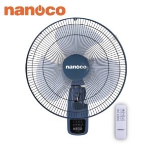 Quạt treo tường có remote màu xanh coban 47W gió 85m3 Nanoco NWF1612RC-CB
