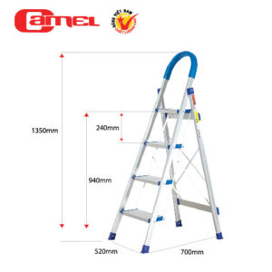 Thang nhôm ghế gia đình 4 bậc màu trắng cao 135cm Camel CAM-CH04T