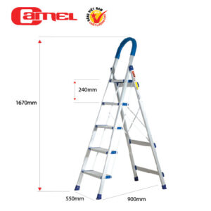 Thang nhôm ghế gia đình 5 bậc màu trắng cao 167cm Camel CAM-CH05T
