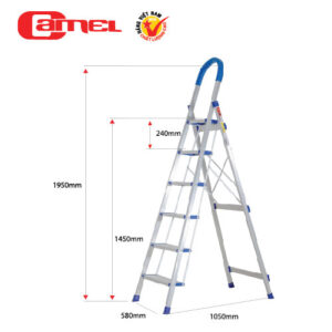 Thang nhôm ghế gia đình 6 bậc màu trắng cao 195cm Camel CAM-CH06T