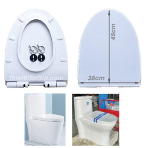 Nắp nhựa bồn cầu 1 khối rơi êm màu trắng thân cao 2218