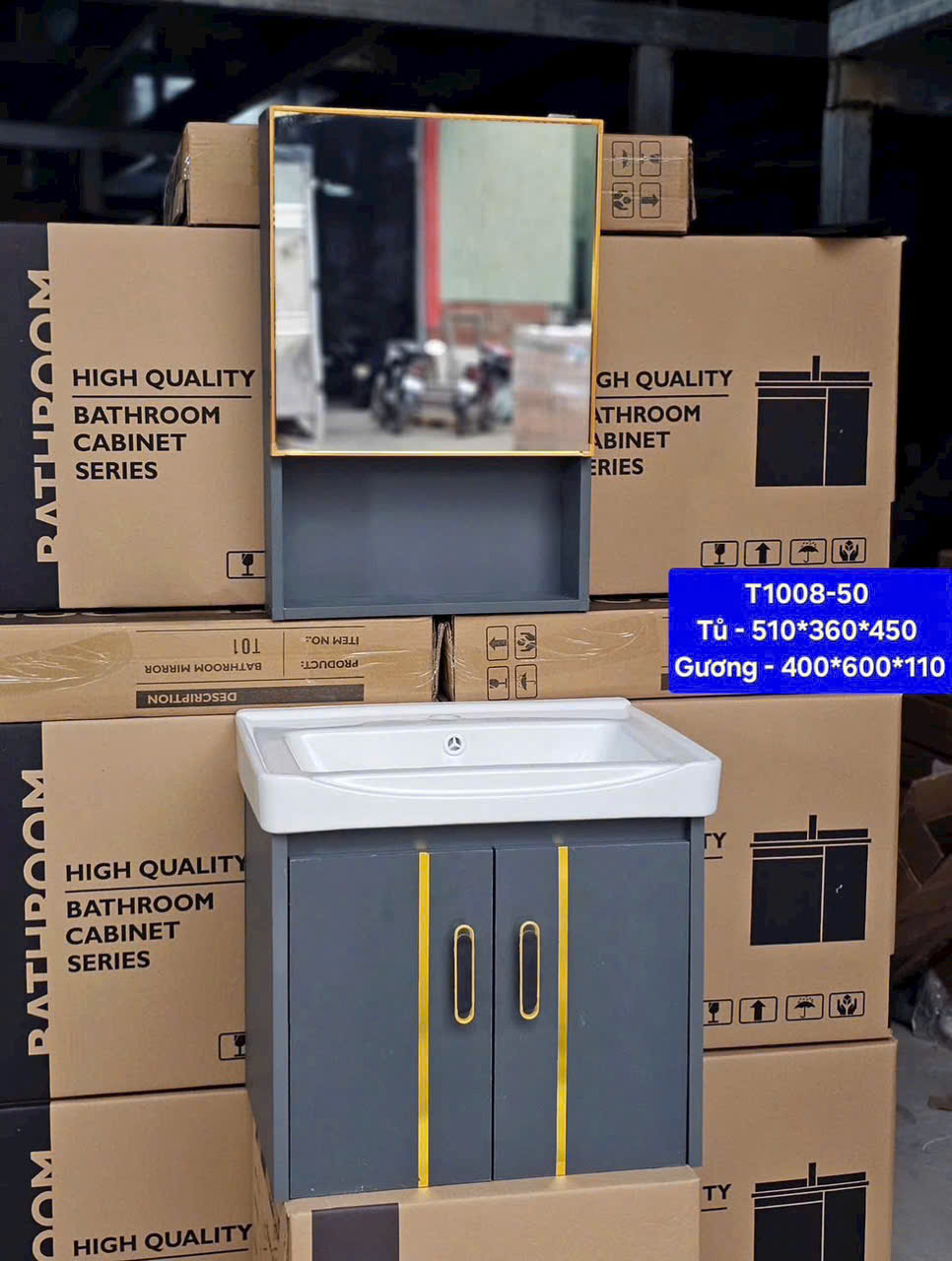 Tủ lavabo mini nhỏ gọn chất liệu nhựa KT 51x36x45cm T100850