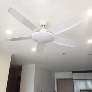Quạt trần 5 cánh màu trắng có đèn động cơ DC NORIS QTT-5CT130