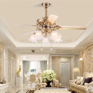 Quạt trần 5 cánh màu vàng có đèn tân cổ điển NORIS QTT-5CV168
