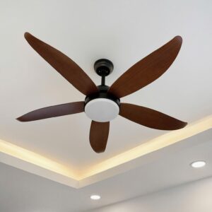 Quạt trần 5 cánh có đèn màu nâu sải cánh 1m2 NORIS QTT-5CG122