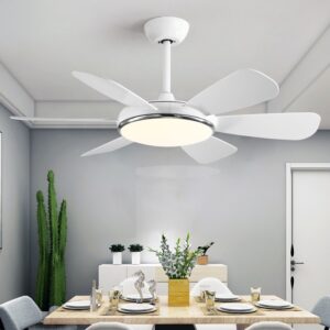Quạt trần 6 cánh màu trắng có đèn động cơ DC NORIS QTT-6CT170