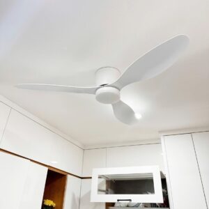Quạt trần 3 cánh màu trắng có đèn cho trần thấp NORIS QTT-3C130T