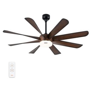 Quạt trần trang trí 8 cánh vân gỗ có đèn động cơ DC Nanoco NCFD6089L