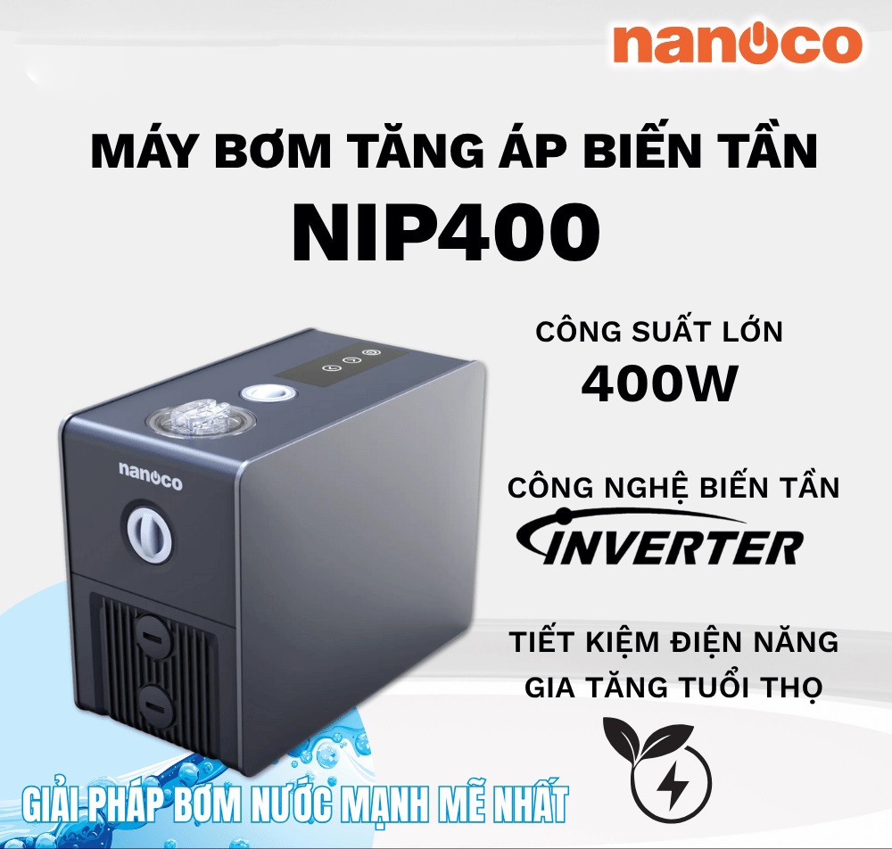 Máy bơm tăng áp biến tần nước nóng lạnh Nanoco tiết kiệm điện 400W NIP400 - Hình ảnh 2
