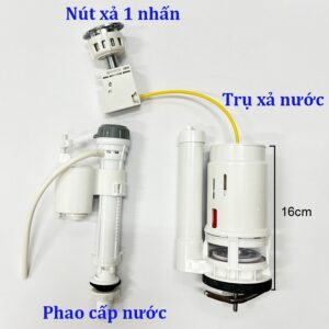 Bộ xả nước bồn cầu trứng 1 nút nhấn có dây cao 16cm
