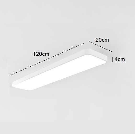 Đèn ốp trần vỏ nhôm màu đen trắng bo góc dài 120x20x4cm 48W KM