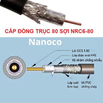 Dây cáp đồng trục RG6 lõi CSS 86 sợi cuộn 200m màu trắng đen Nanoco NRG6-80