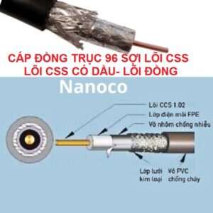 Dây cáp đồng trục RG6 lõi CSS, CSS có dầu, lõi đồng 96 sợi cuộn 200m màu trắng đen Nanoco NRG6-96-NRG6-960-NRG6-961