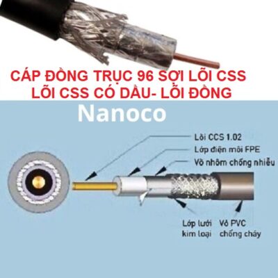 Dây cáp đồng trục RG6 lõi CSS, CSS có dầu, lõi đồng 96 sợi cuộn 200m màu trắng đen Nanoco NRG6-96-NRG6-960-NRG6-961