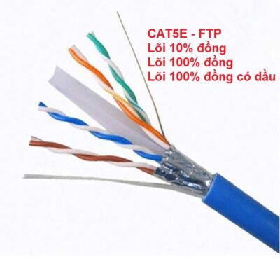Dây mạng Cat5e FTP 0.50mm 8 dây lõi 10% 100% đồng 24 AWG Màu xanh -trắng nanoco NC5E-F10/NC5E-F100/NC5E-F100O