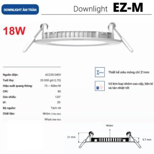 Đèn âm trần Panasonic siêu mỏng EZ-M 18W lỗ khoét 173 NNNC7650488-NNNC7655488-NNNC7651488