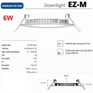 Đèn âm trần Panasonic siêu mỏng EZ-M 6W lỗ khoét 88 NNNC7650088-NNNC7655088-NNNC7651088