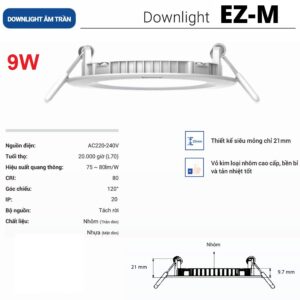 Đèn âm trần Panasonic siêu mỏng EZ-M 9W lỗ khoét 88 NNNC7650188-NNNC7655188-NNNC7651188