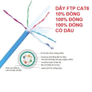 Dây mạng Cat6 FTP 8 dây lõi 10% 100% đồng 23 AWG Màu xanh -trắng nanoco NC6-F10/NC6-F100/NC6-F1000