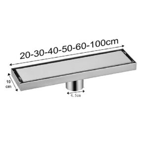 Hố ga thoát sàn inox mờ dài 20-30-40-50-60-100cm lỗ thoát giữa và loại lệch TS15