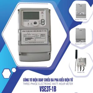 Công tơ điện tử 3 pha nhiều biểu giá gián tiếp đo 2 chiều loại 5(6)A (57.7-230)V/(100-400)V CCX:0.5 VSE3T-1B
