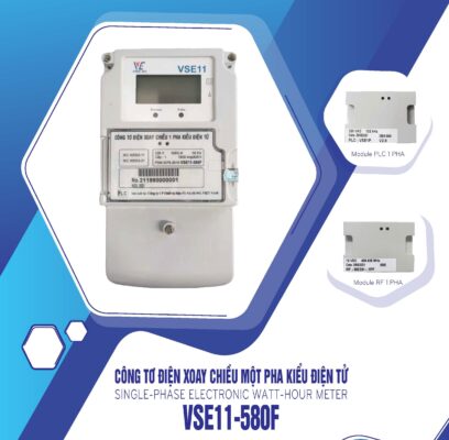 Công tơ điện tử Vinasino 1 pha 1 giá loại 5(80)A 220V CCX:1 VSE11-580F