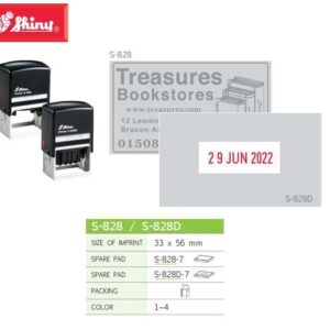 Dấu vuông Shiny nội dung kèm ngày tháng size 56x33mm S-828 S-828D