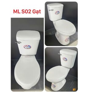 Bồn cầu 2 khối Minh Long nút gạt giá rẻ