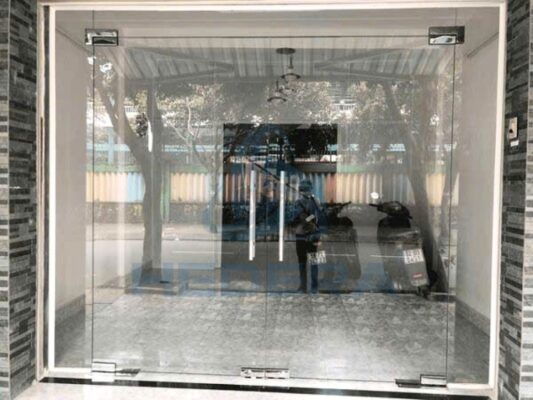 Bản lề sàn kẹp kính cửa kính cường lực Hedera màu trắng vàng tải trọng 110-160-180kg