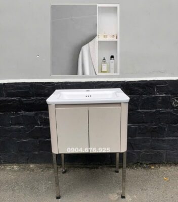 Tủ lavabo rửa mặt có chân đứng inox KT 61x48x86cm
